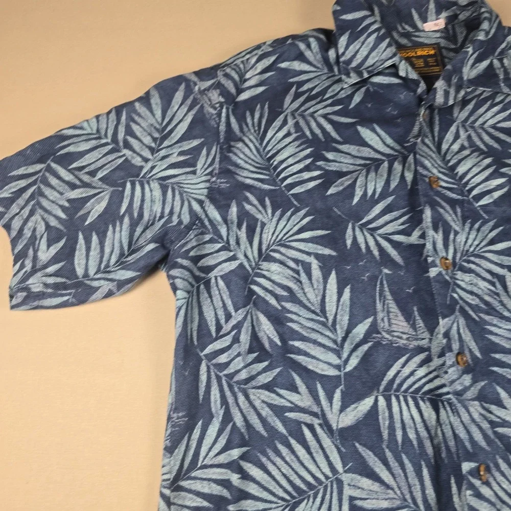 VTG Woolrich Men's M Shirt John Rich and Bros Camp Hawaiian Beach Vacation Blue